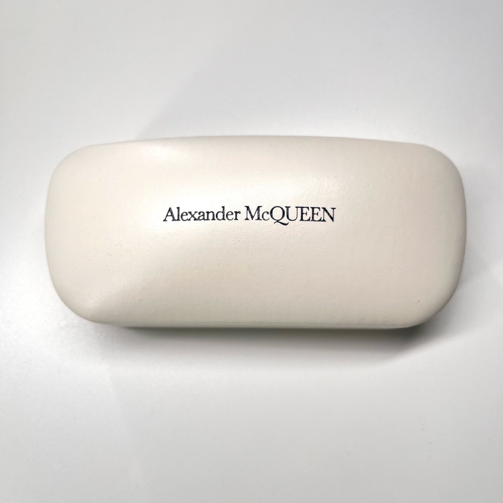 Alexander McQueen Cream Hard Sunglass Case with Black Logo
